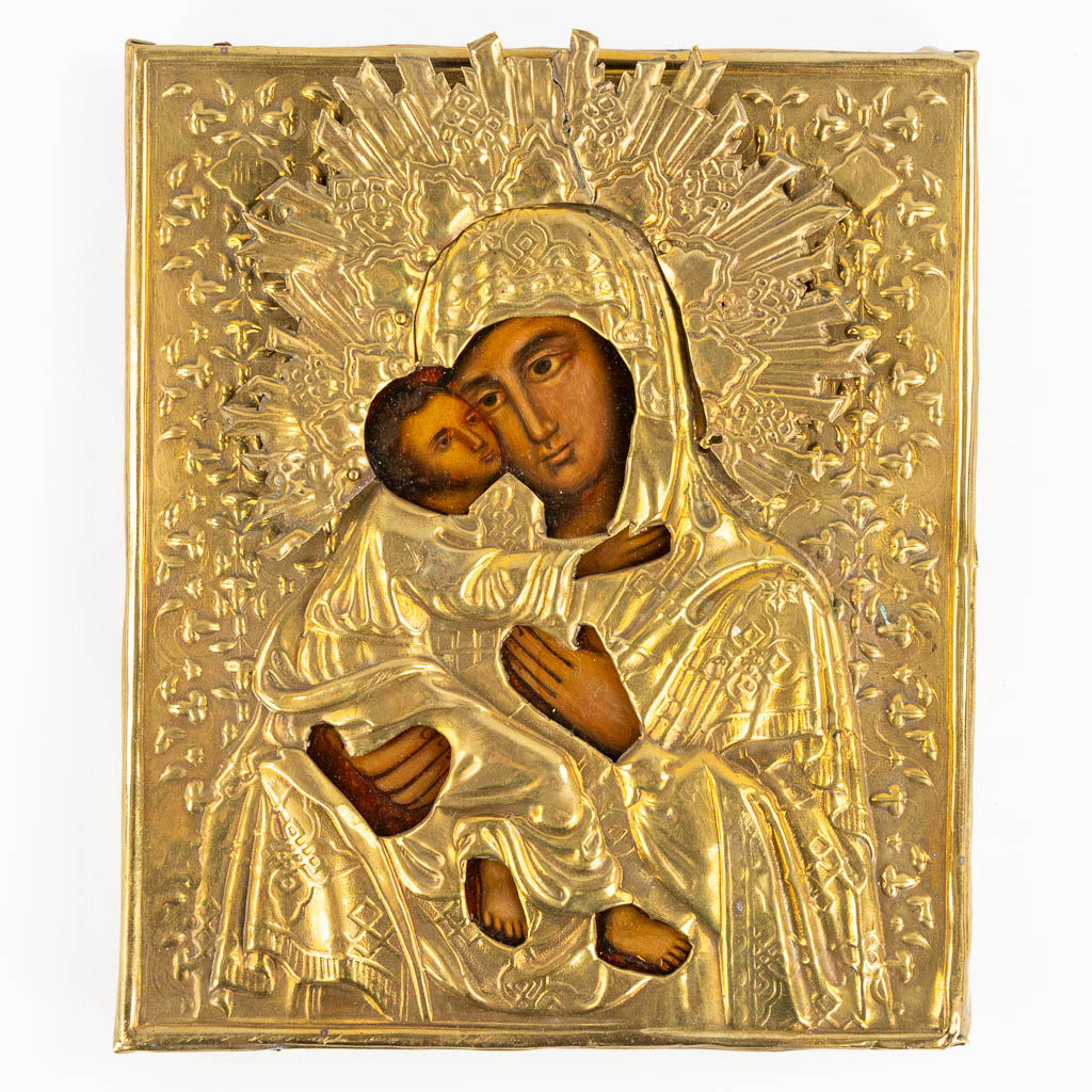 Five Russian icons, Mother God Ovsepetaya, Saint Nicholas. 19th C. (W:24 x H:30 cm)