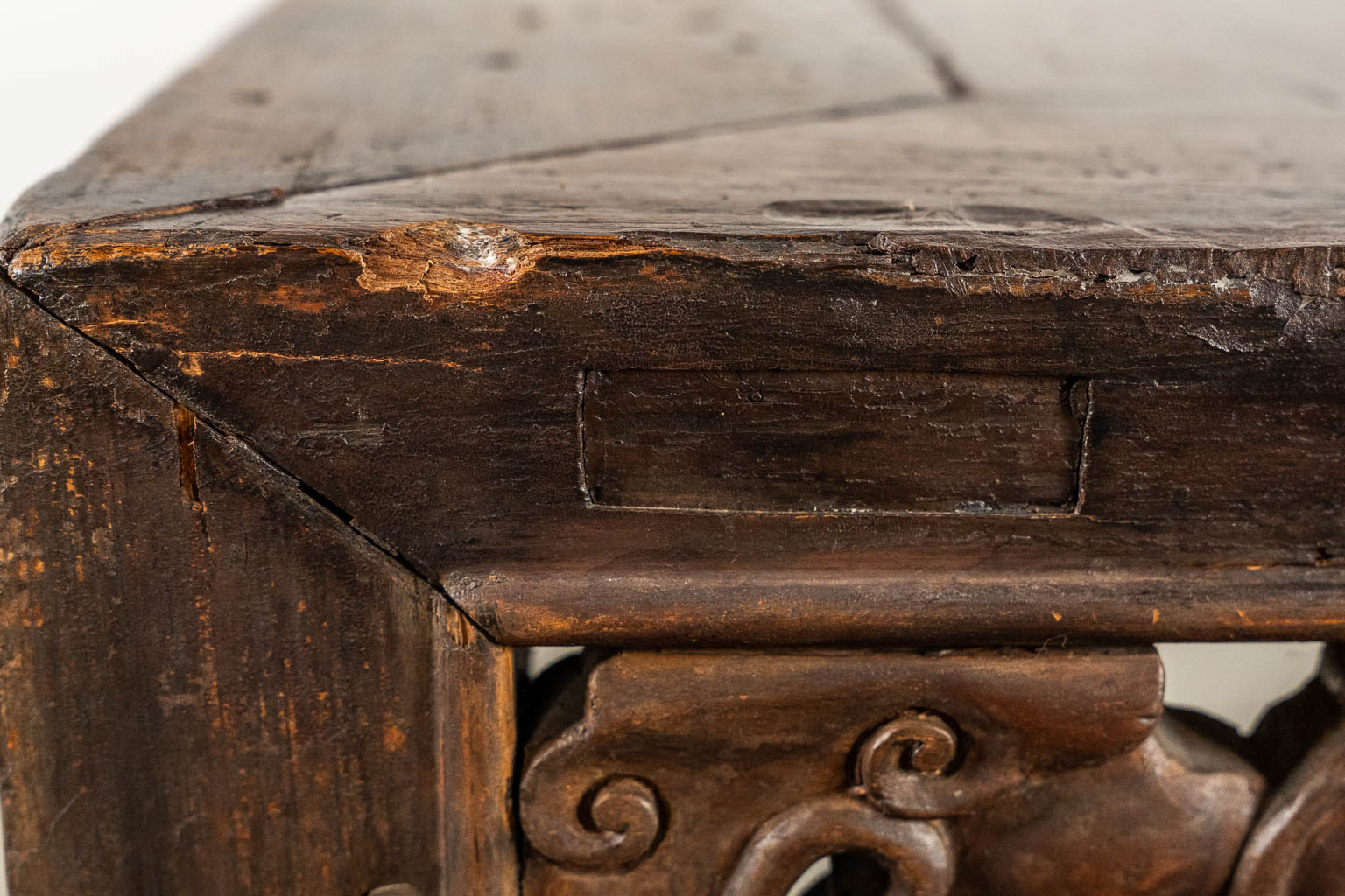 A large Chinese hardwood Altar or Console table, sculptured hardwood. 