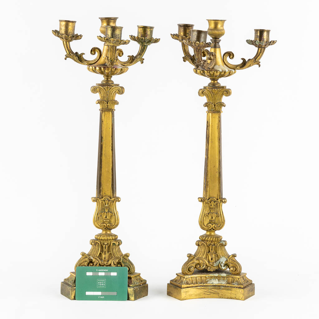 A pair of candelabra, bronze. Louis Philippe. (H:46 x D:17 cm)