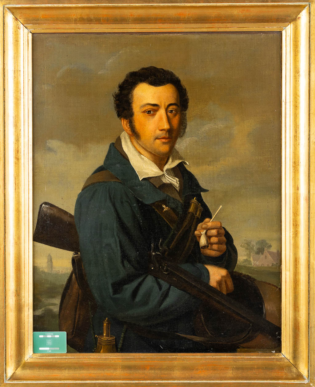 French School, Portrait of a Soldier, oil on canvas. Empire Period. (W:64 x H:82 cm)