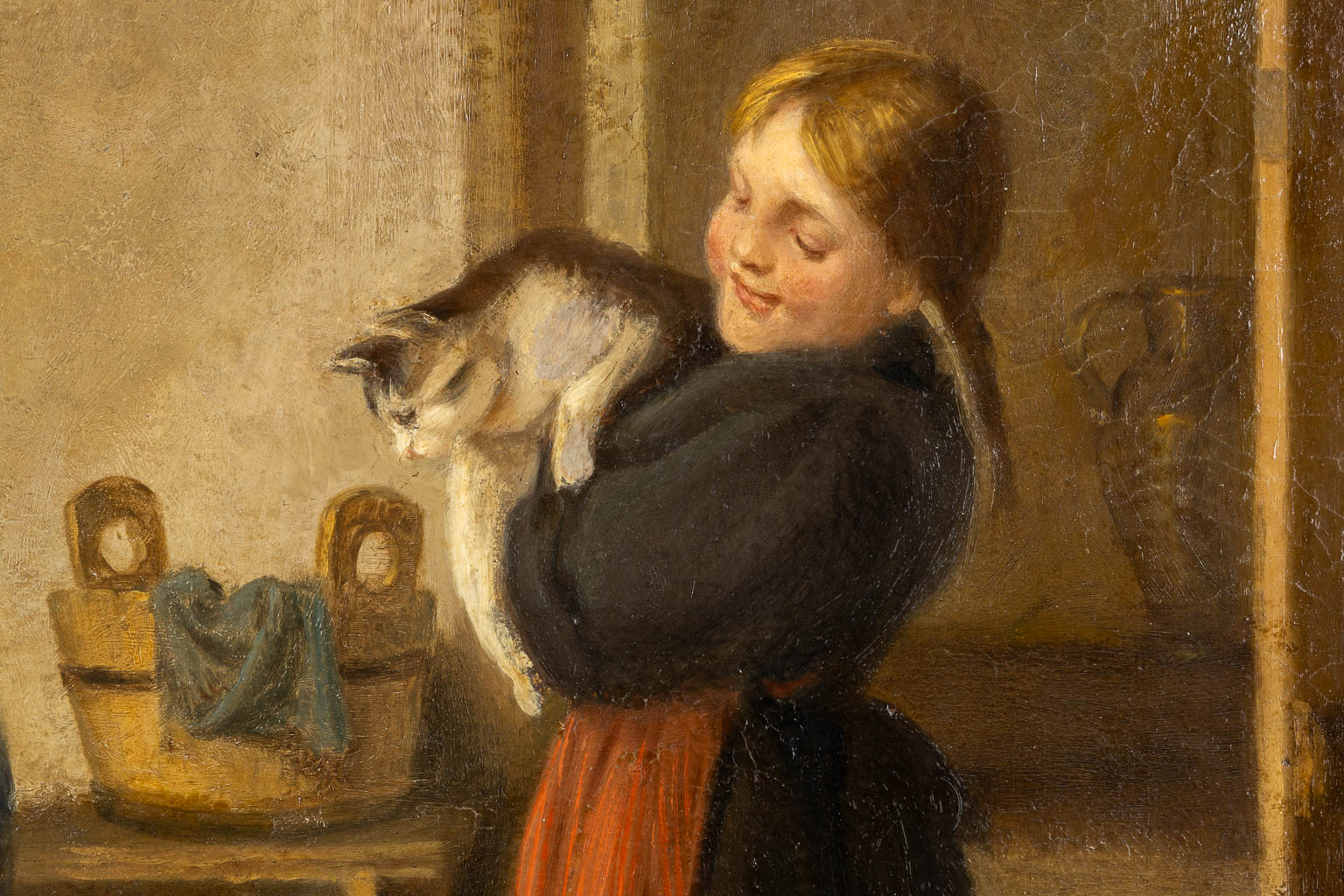 Adolphe DILLENS (1821-1877) 'The cat and Mouse' 1866. (W:90 x H:72 cm)