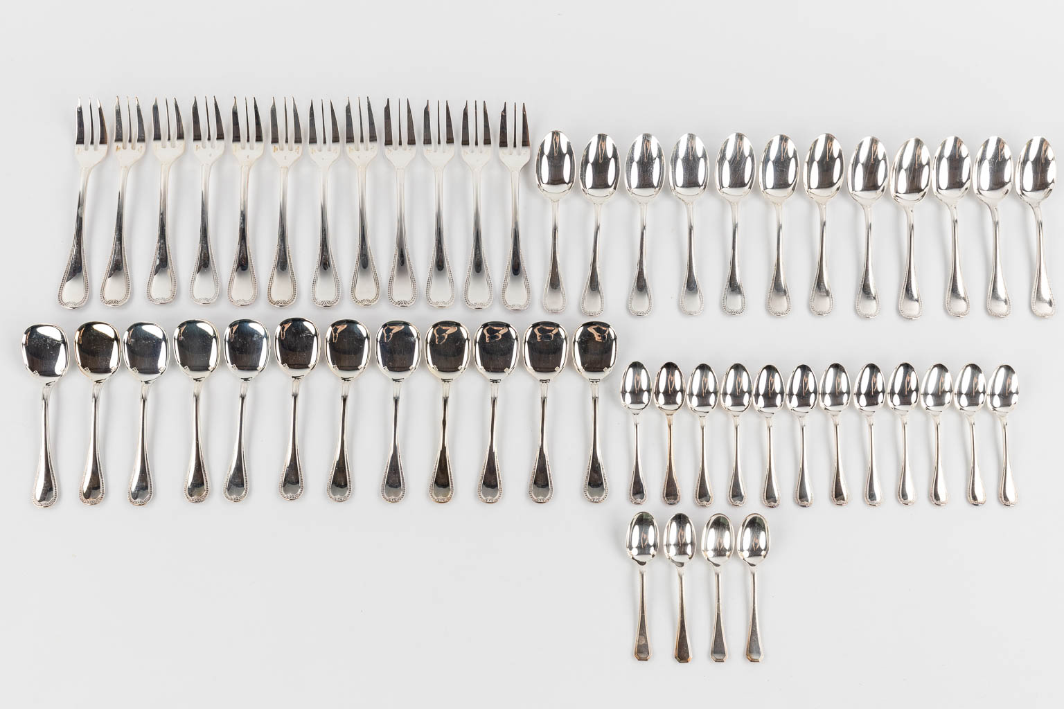 Christofle, Malmaison, 191-piece silver-plated cutlery with original cardboard boxes.