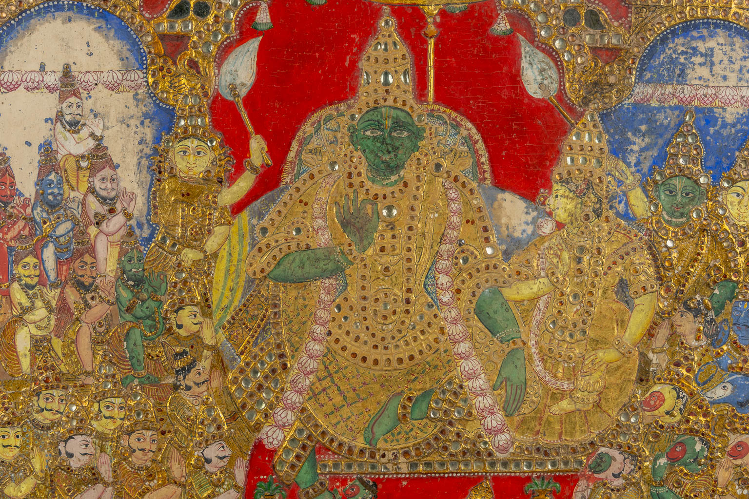 Indian School, 'The Coronation of Rama or Lord Vishnu' a large icon. 18th/19th C.