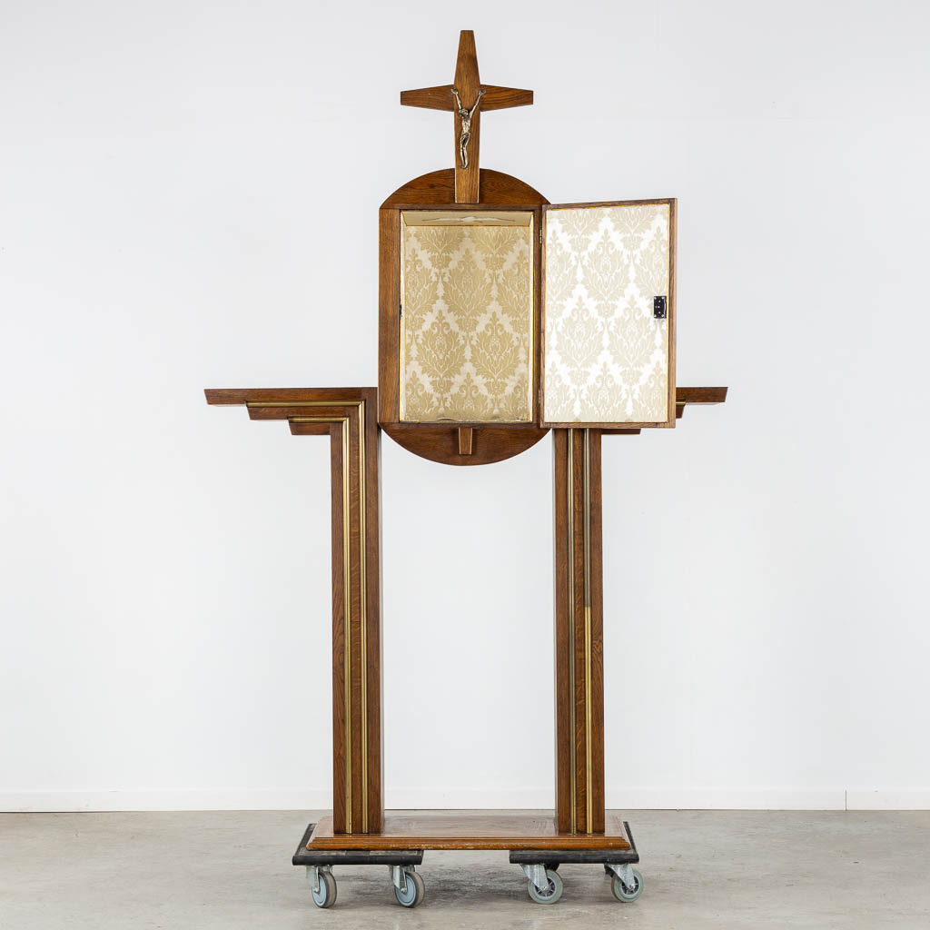 A modernist interior for a Chapel, Altar, Tabernacle, Lectern and table. Circa 1960. (L:45 x W:149 x H:230 cm)