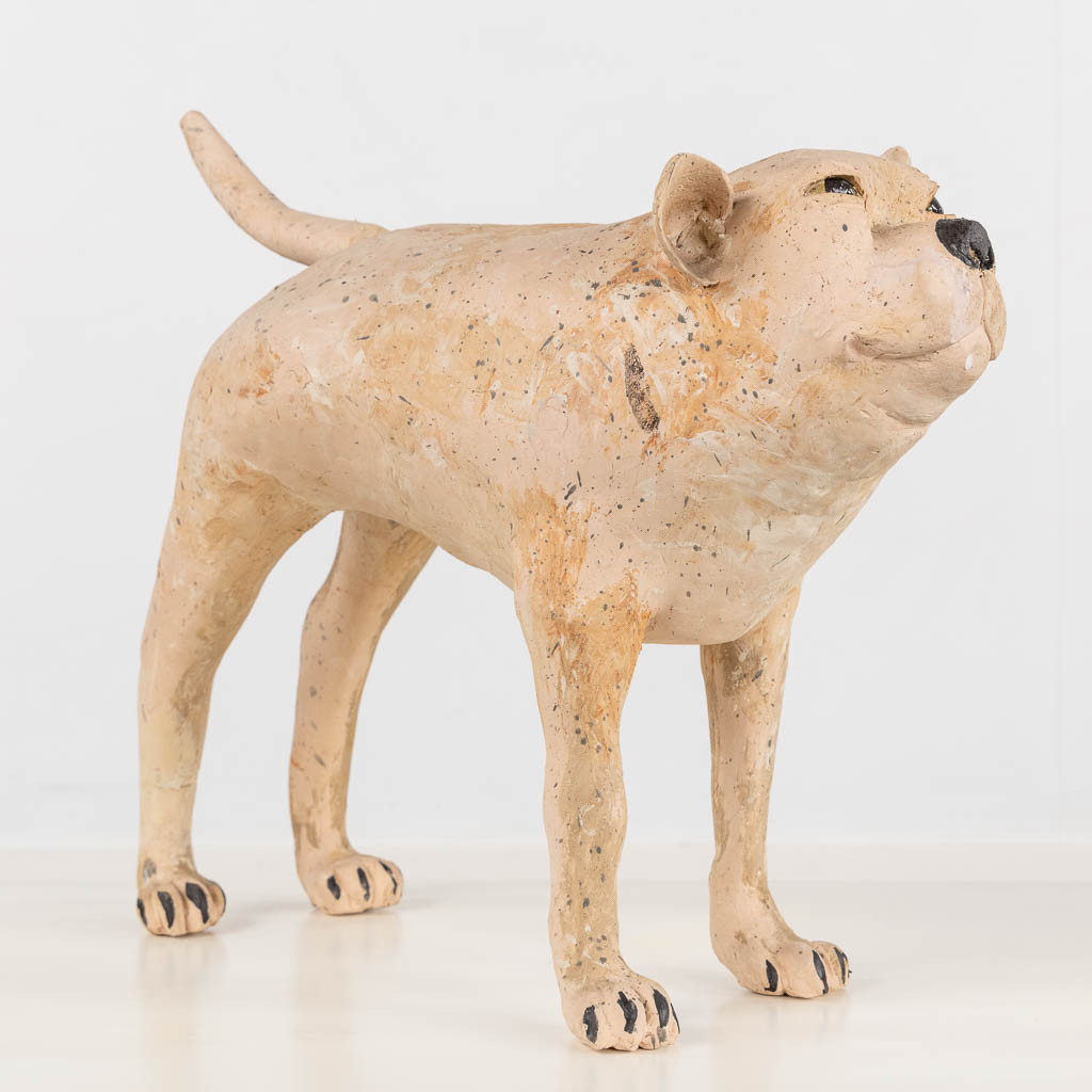 José VERMEERSCH (1922-1997) Een uitzonderlijke groep, figuur met hond, terracotta (1995-1996)