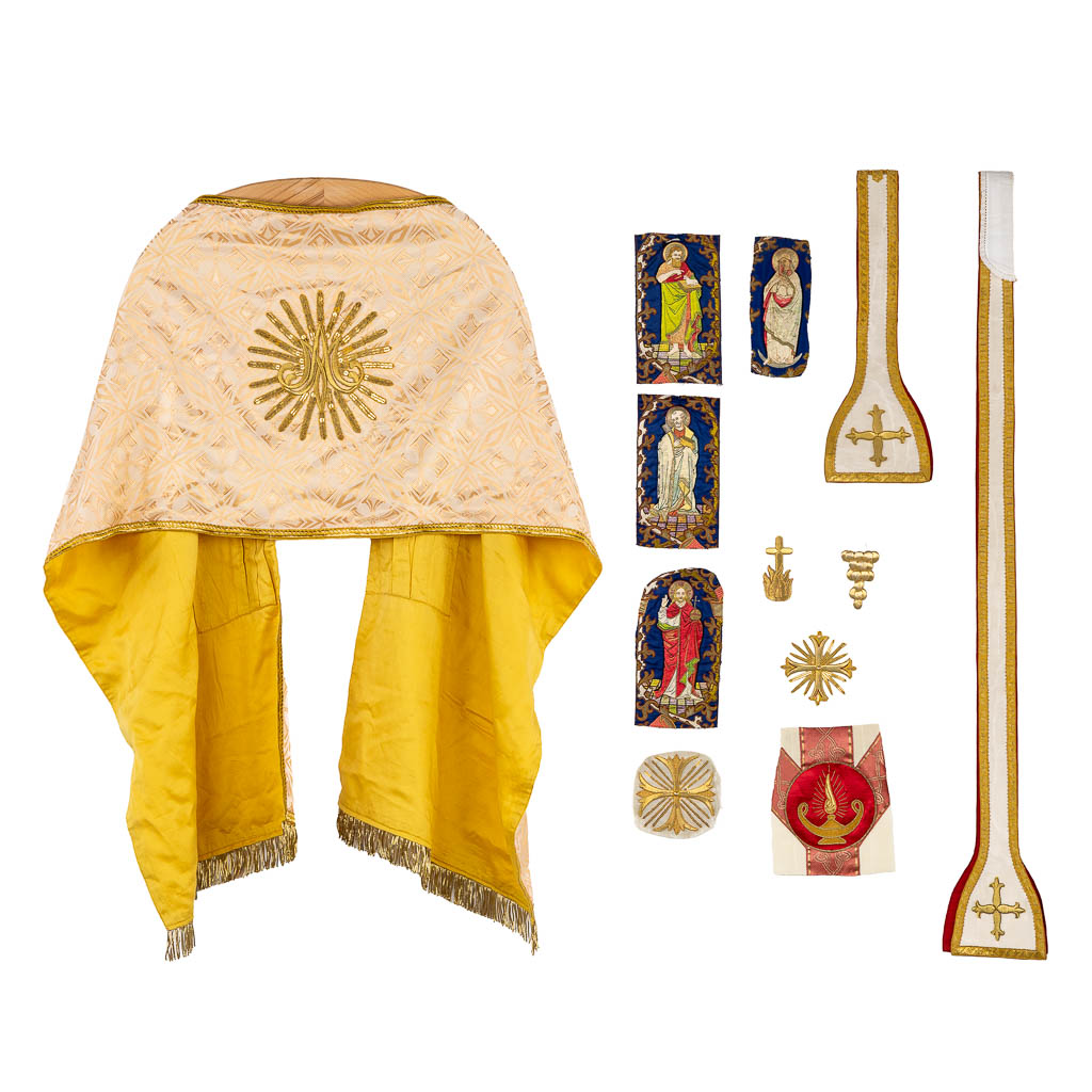 A Humeral veil and various embroideries for Lithurgical Vestments. 