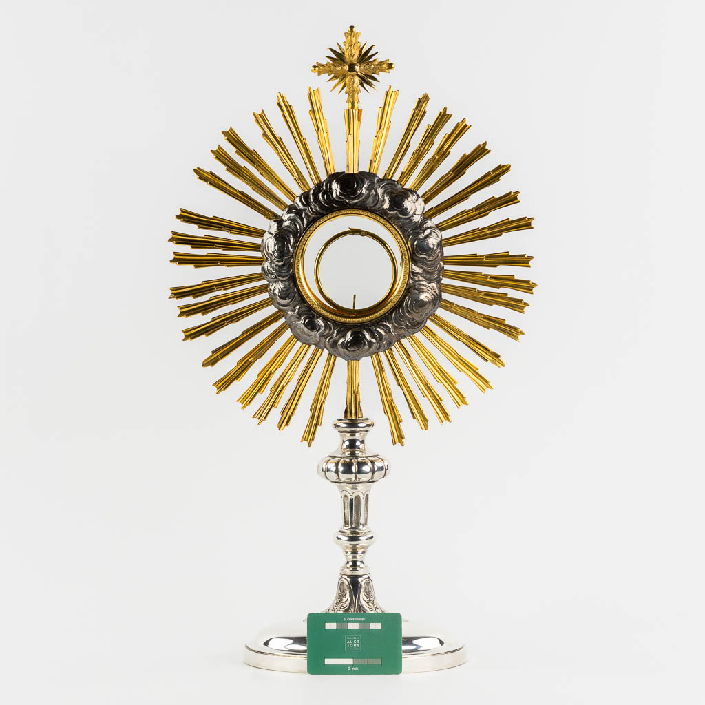 Jean-Baptist Van Damme, Bruges, A Sunburst Monstrance, silver and brass, 19th/20th C. 