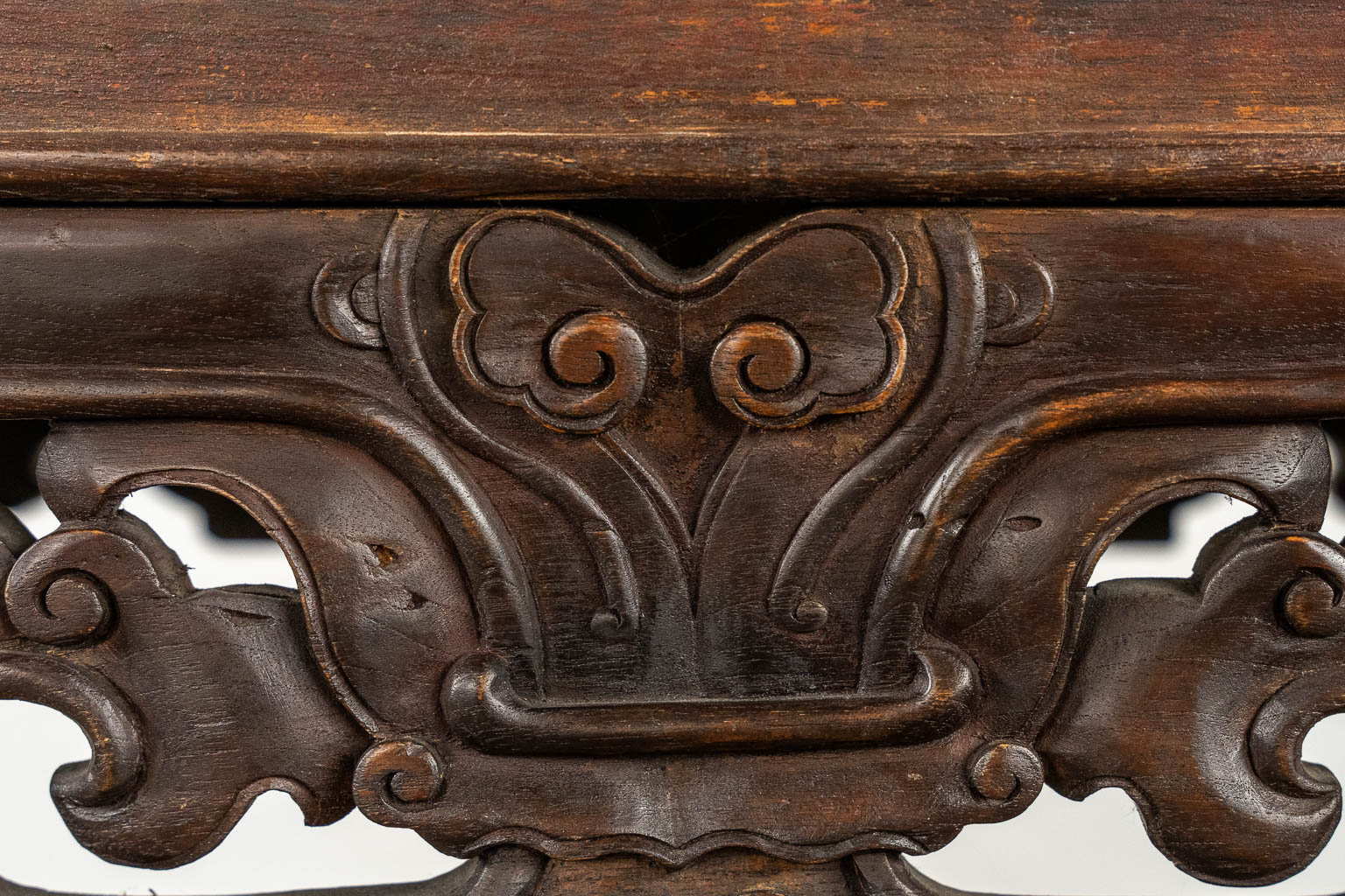 A large Chinese hardwood Altar or Console table, sculptured hardwood. 