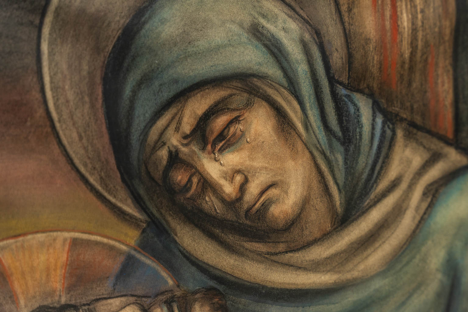 Three stations from a 'Stations of the cross', pastel on paper. Signed Lou ASPERSLAGH (1893-1949).