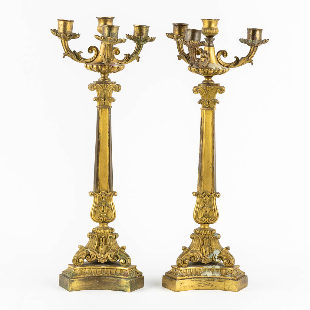 A pair of candelabra, bronze. Louis Philippe. (H:46 x D:17 cm)