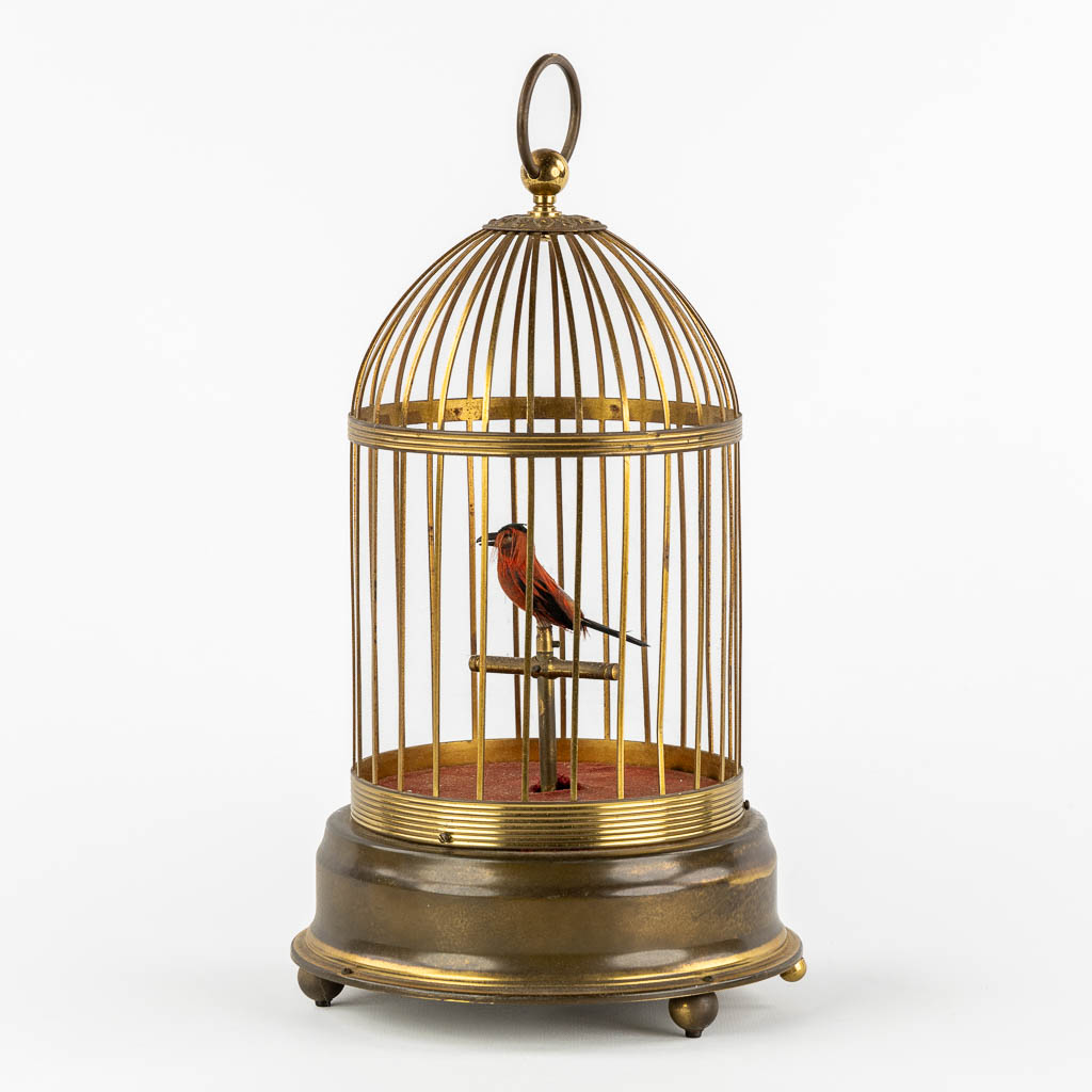 An automata in the shape of a birdcage, with a singing bird. Germany. (c.1960.)