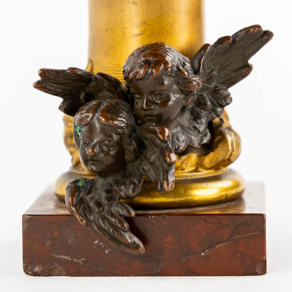 A pair of bustes 'Jesus Christ and The Virgin Mary', patinated bronze. 19th C.