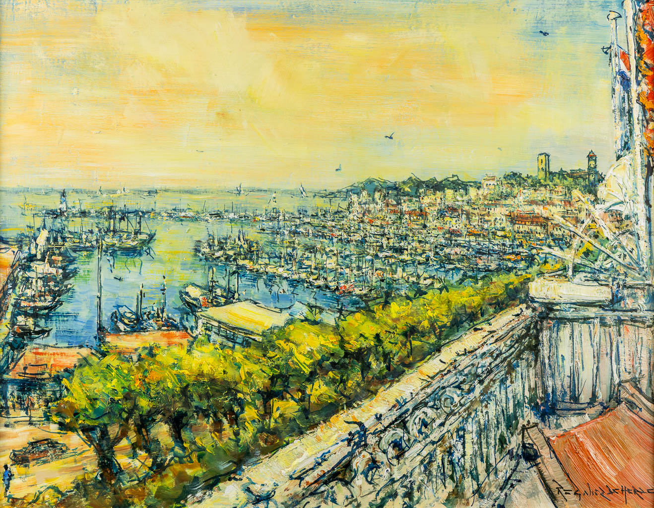 Regnier DE HERDE (1914-2004) 'Cannes Havenzicht'. (W:90 x H:70 cm)