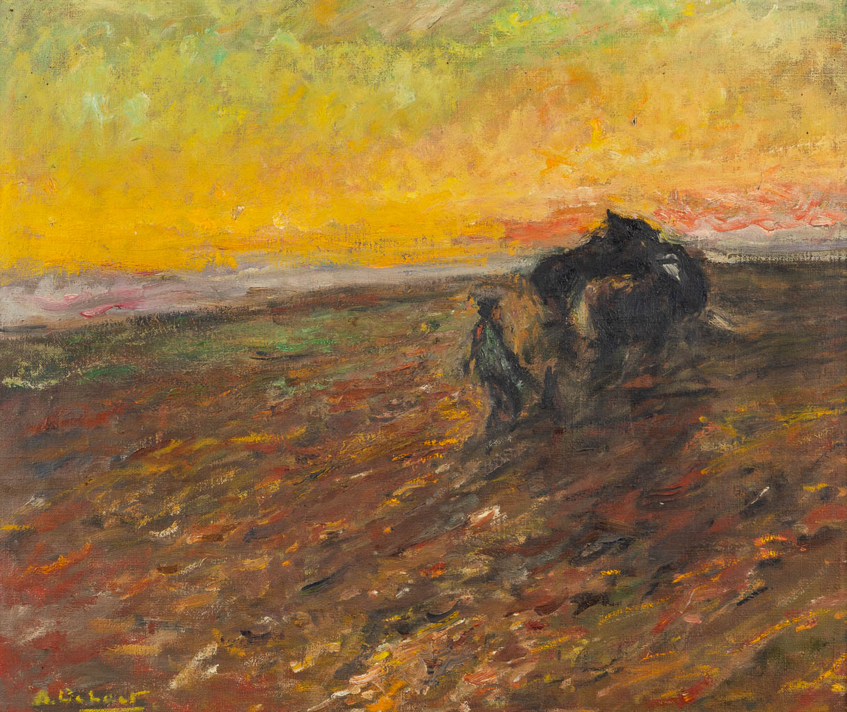 Aloïs DE LAET (1866-1949) 'Farming'. (W:69 x H:59 cm)