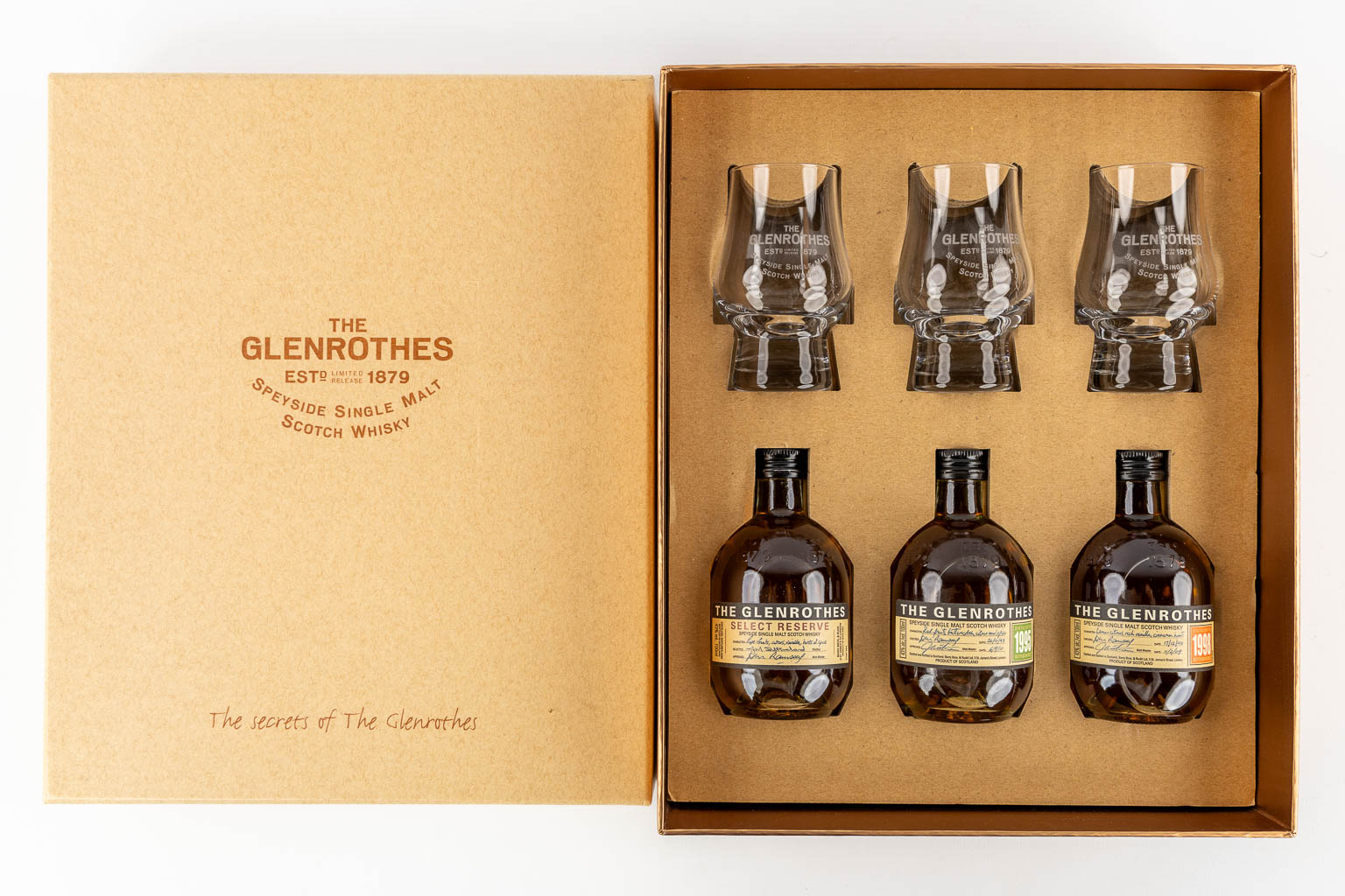 The Glenmorangie, Glenrothes and Delamain XO, bottles of Whiskey and Cognac. 