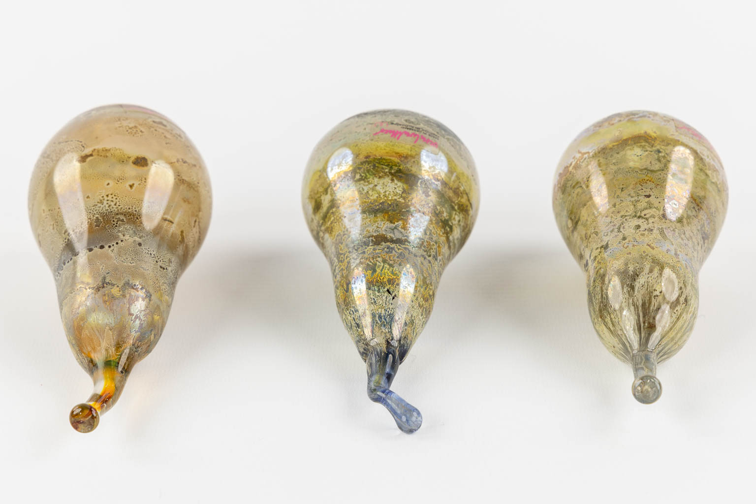 Walther Glass, Germany, three decorative pears. 