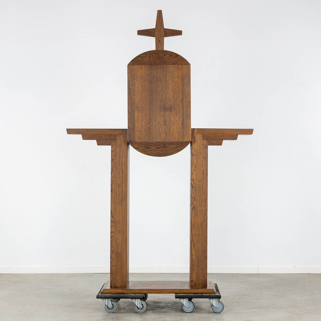 A modernist interior for a Chapel, Altar, Tabernacle, Lectern and table. Circa 1960. (L:45 x W:149 x H:230 cm)