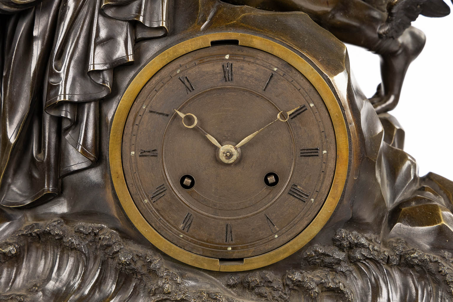 A large bi-coloured mantle clock 