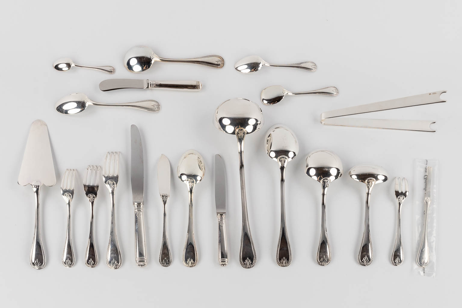 Christofle, Malmaison, 191-piece silver-plated cutlery with original cardboard boxes.