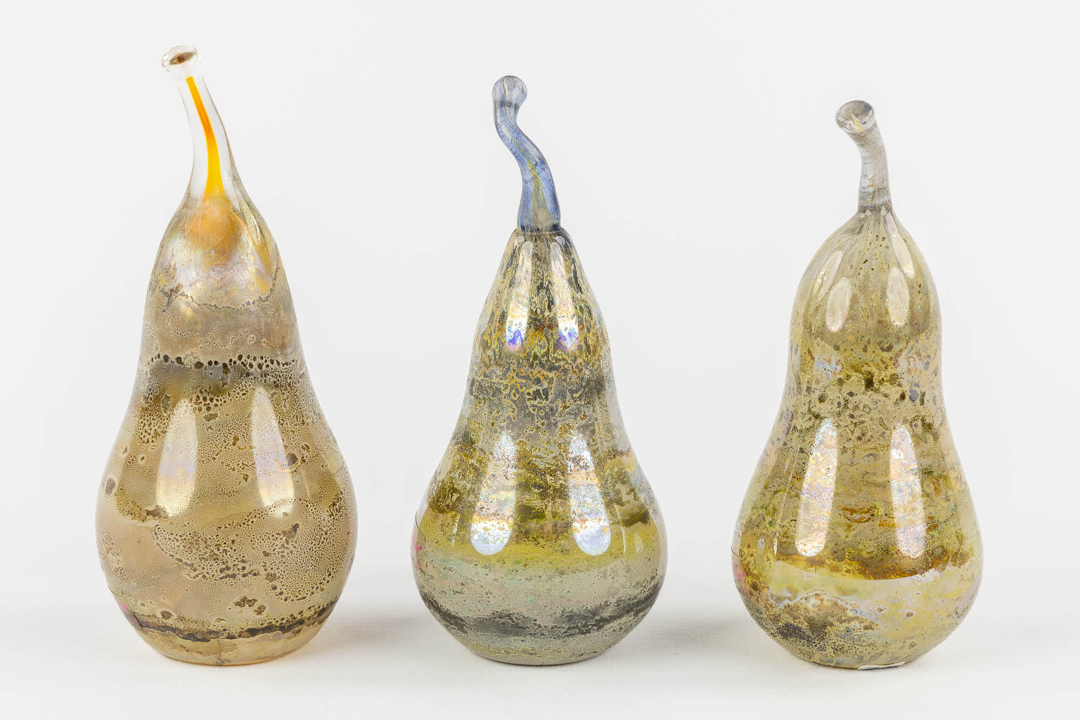 Walther Glass, Germany, three decorative pears. 