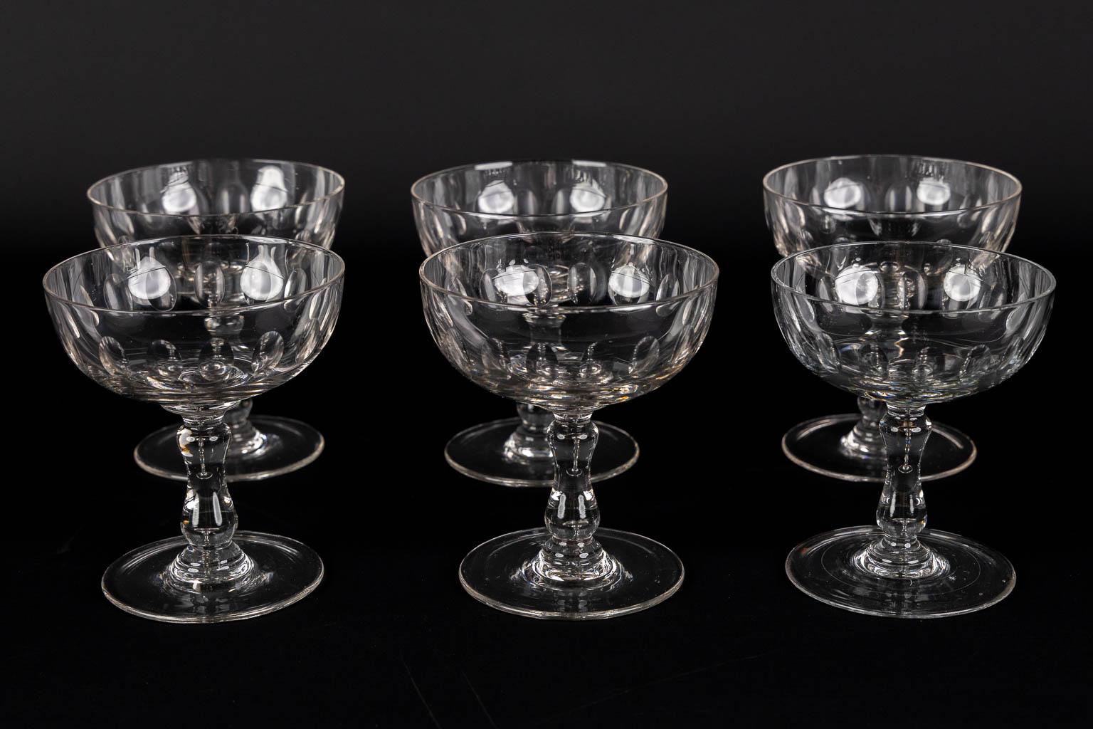 Val Saint Lambert, a samovar, carafes, drageoir, vases and champagne coupes. Cut crystal. (H:51,5 cm)