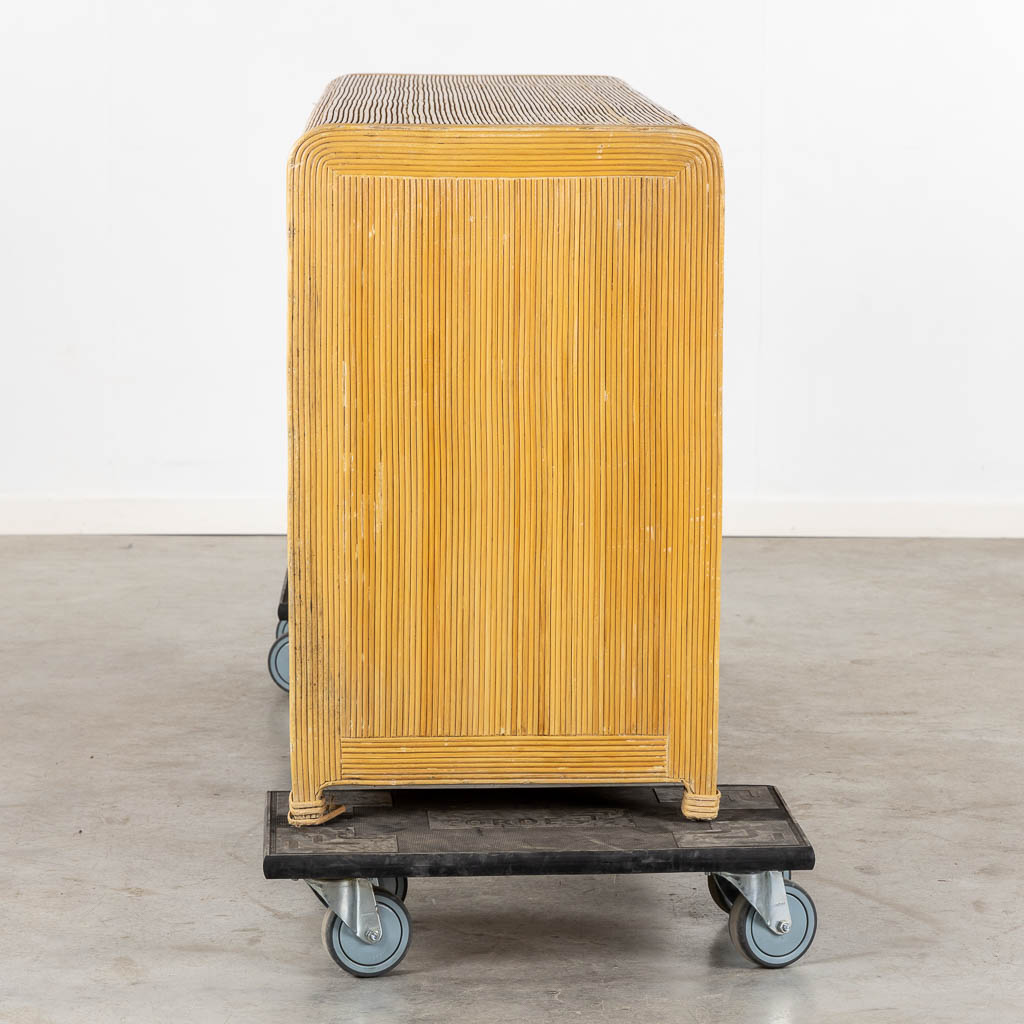 A vintage 'Faux Bamboo' dresser, two doors and three drawers. 