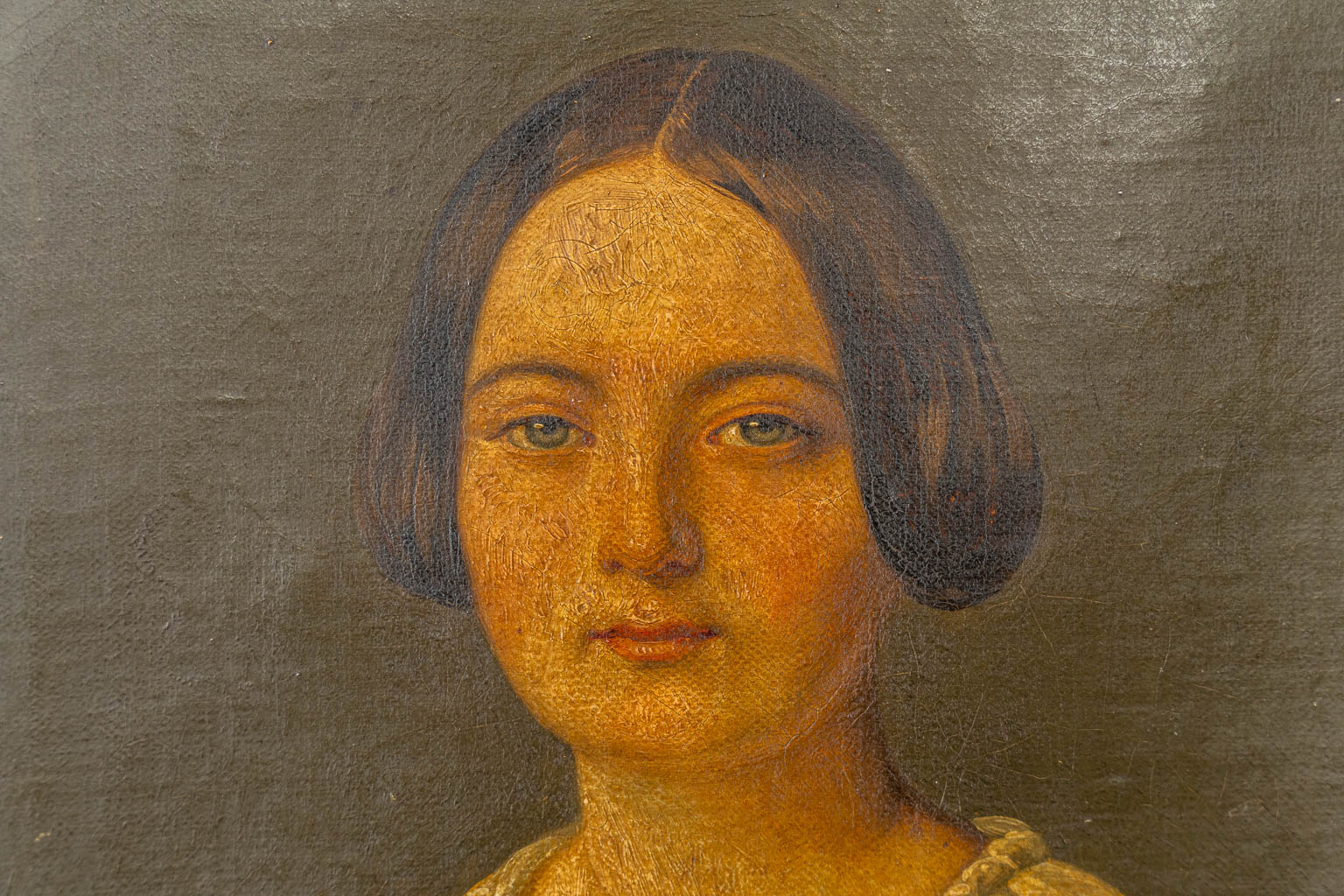 Portret van een dame, olie op doek. 19de eeuw. (1844)