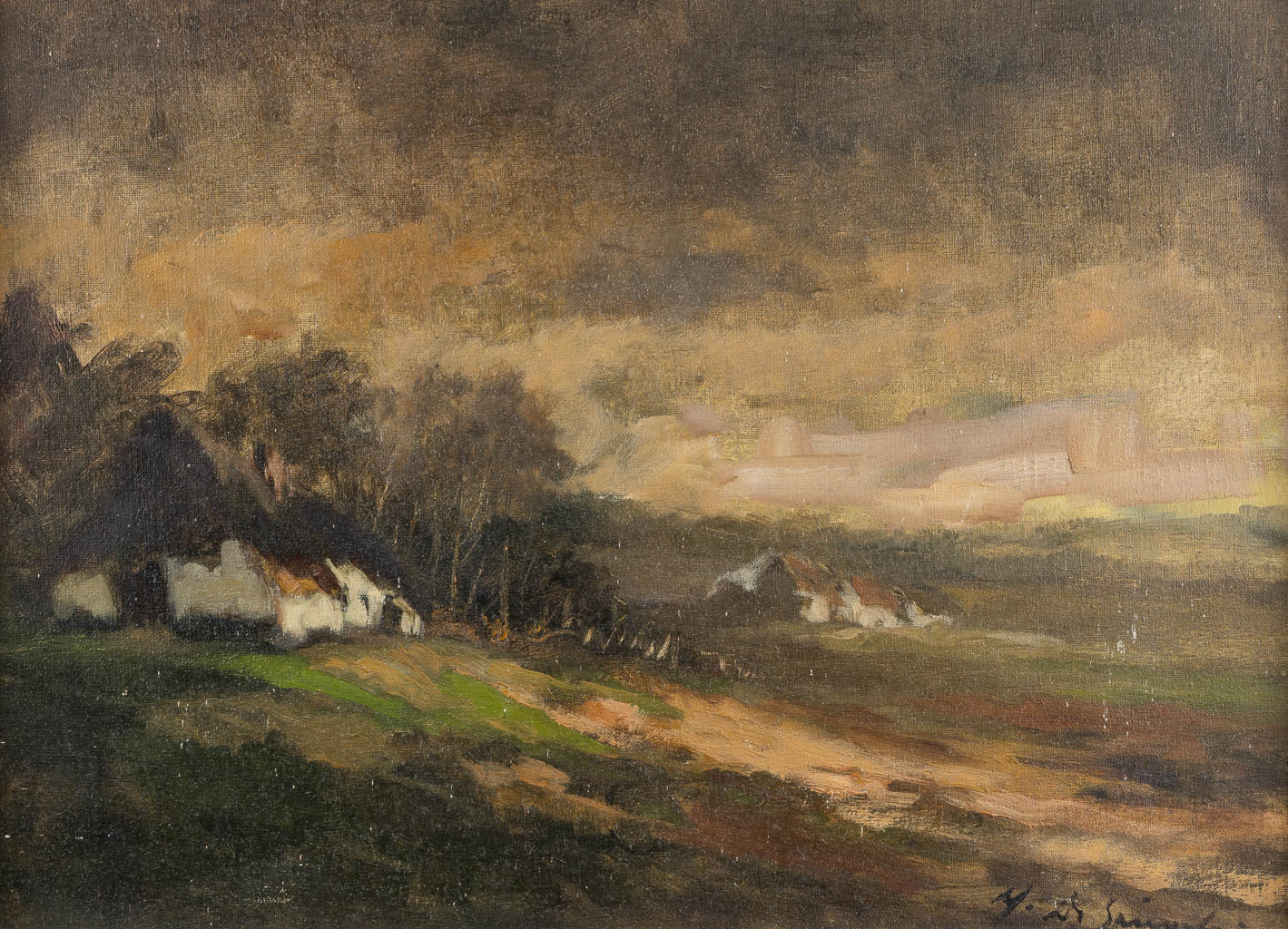 Marthe DE SPIEGELEIR (1897-1991) 'Landscape'. (W:75 x H:55 cm)