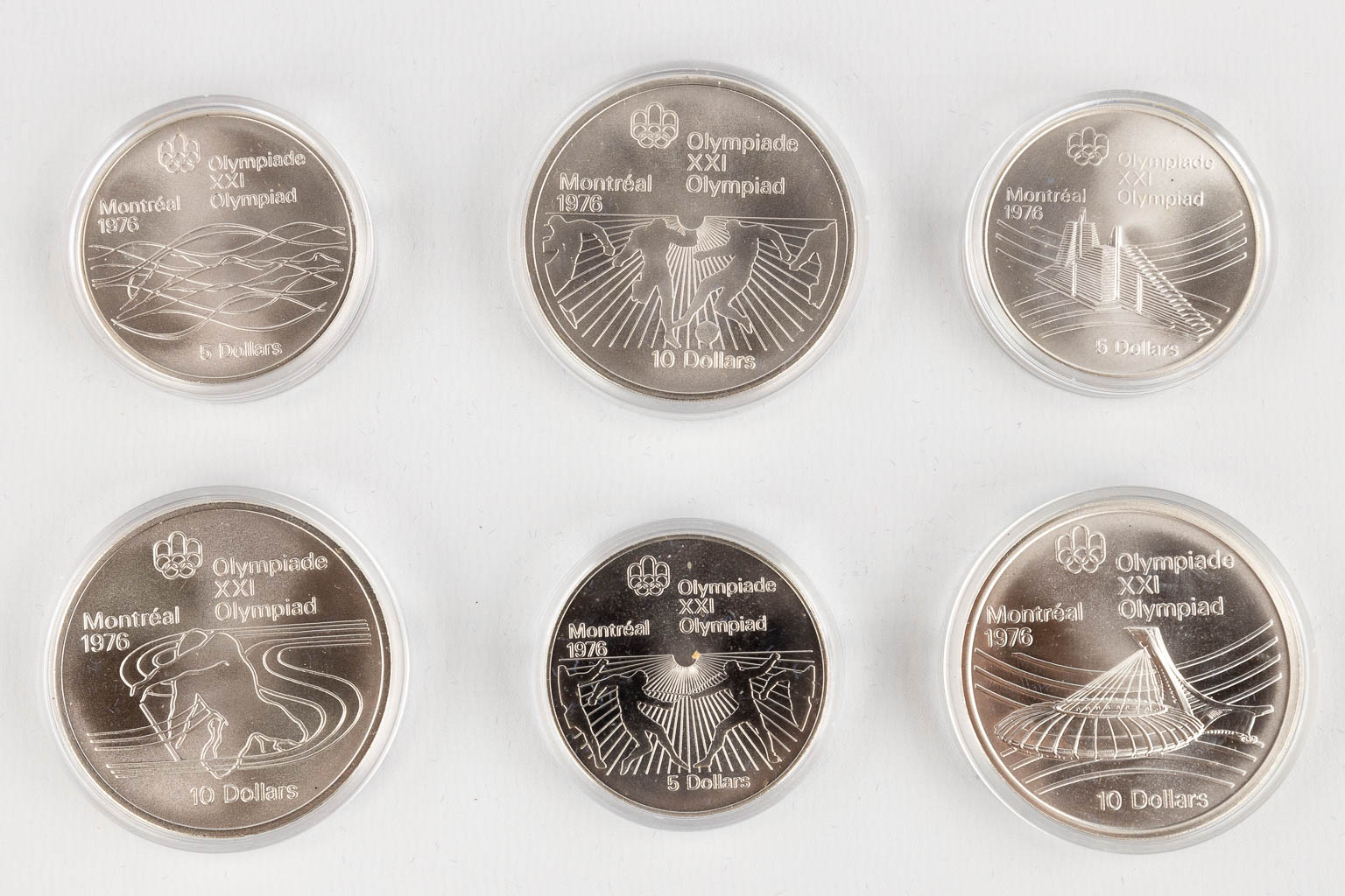 Canadian Olympic Silver Coins 1976, for the Olympic games in Montreal. (D:22,5 x W:40 x H:5 cm)