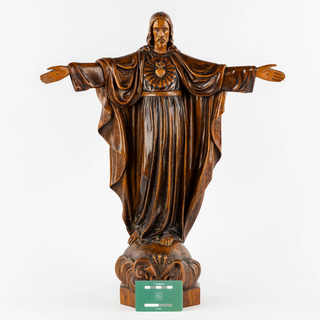 An antique wood sculpture of 'Jesus Christ The Redeemer'.