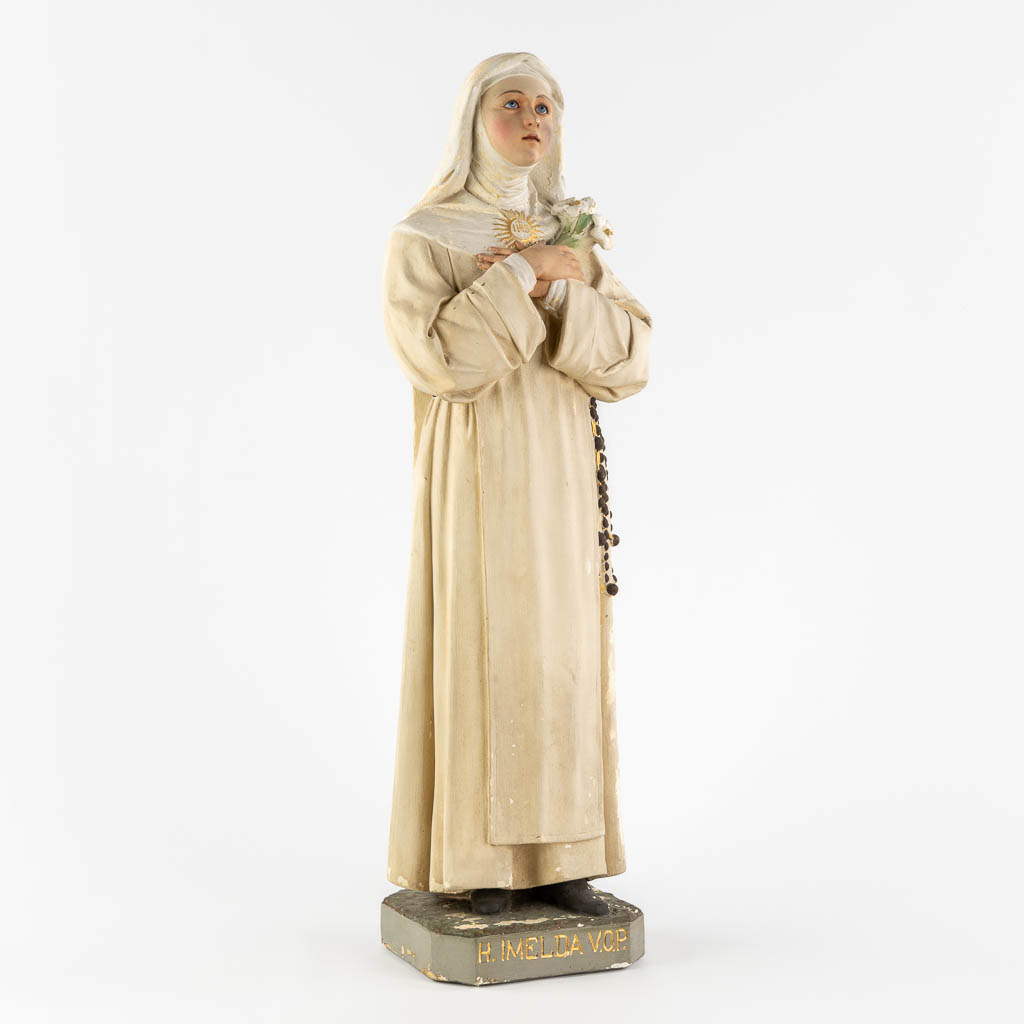 Saint Imelda, polychrome plaster with glass eyes. (W:19 x H:67 cm)