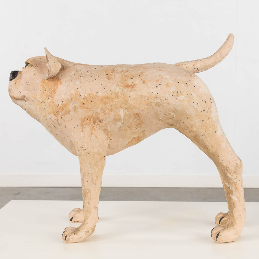 José VERMEERSCH (1922-1997) Een uitzonderlijke groep, figuur met hond, terracotta (1995-1996)