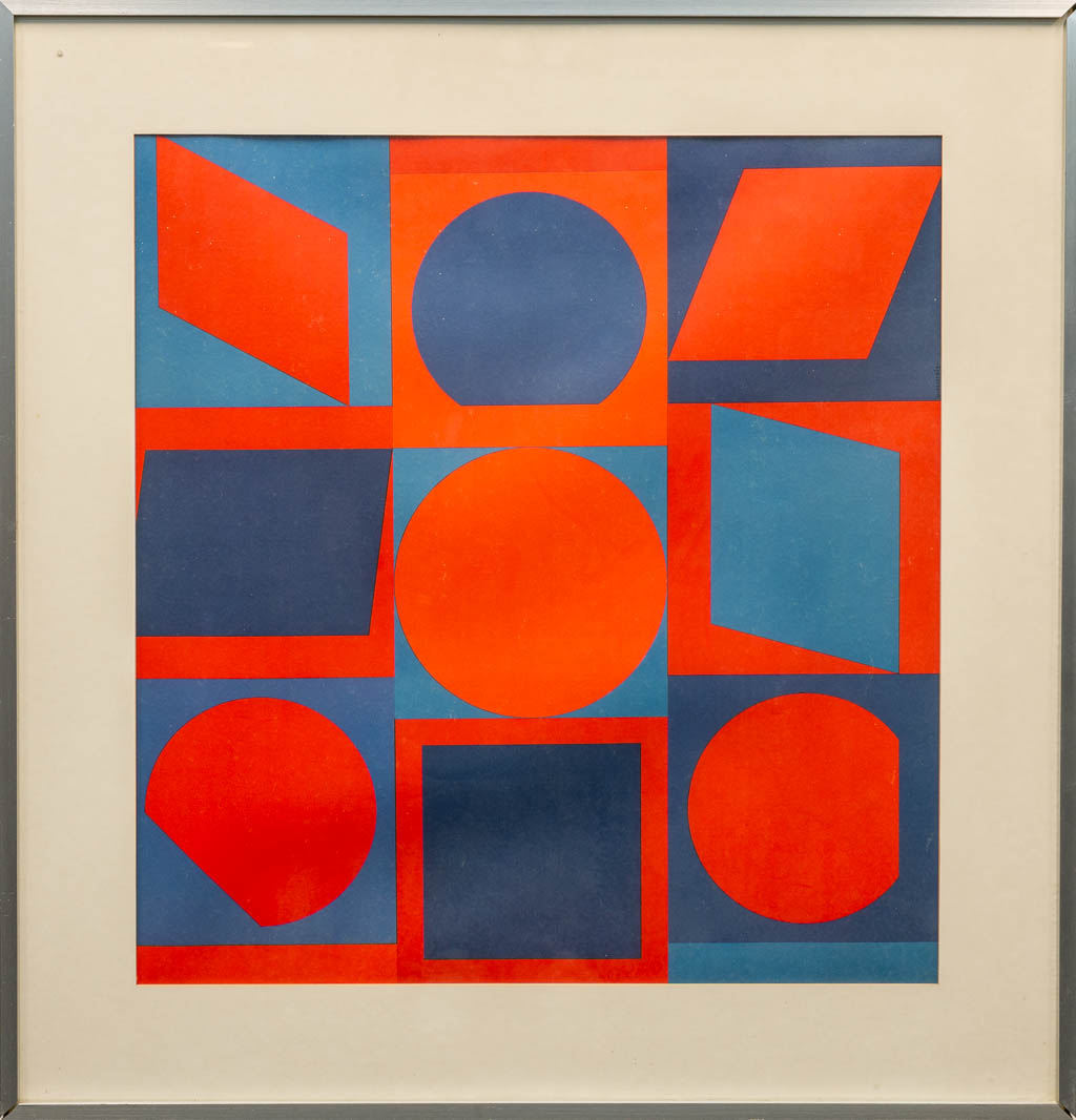 Victor VASARELY (1906-1997) 'compositie' een ingekaderde druk. 