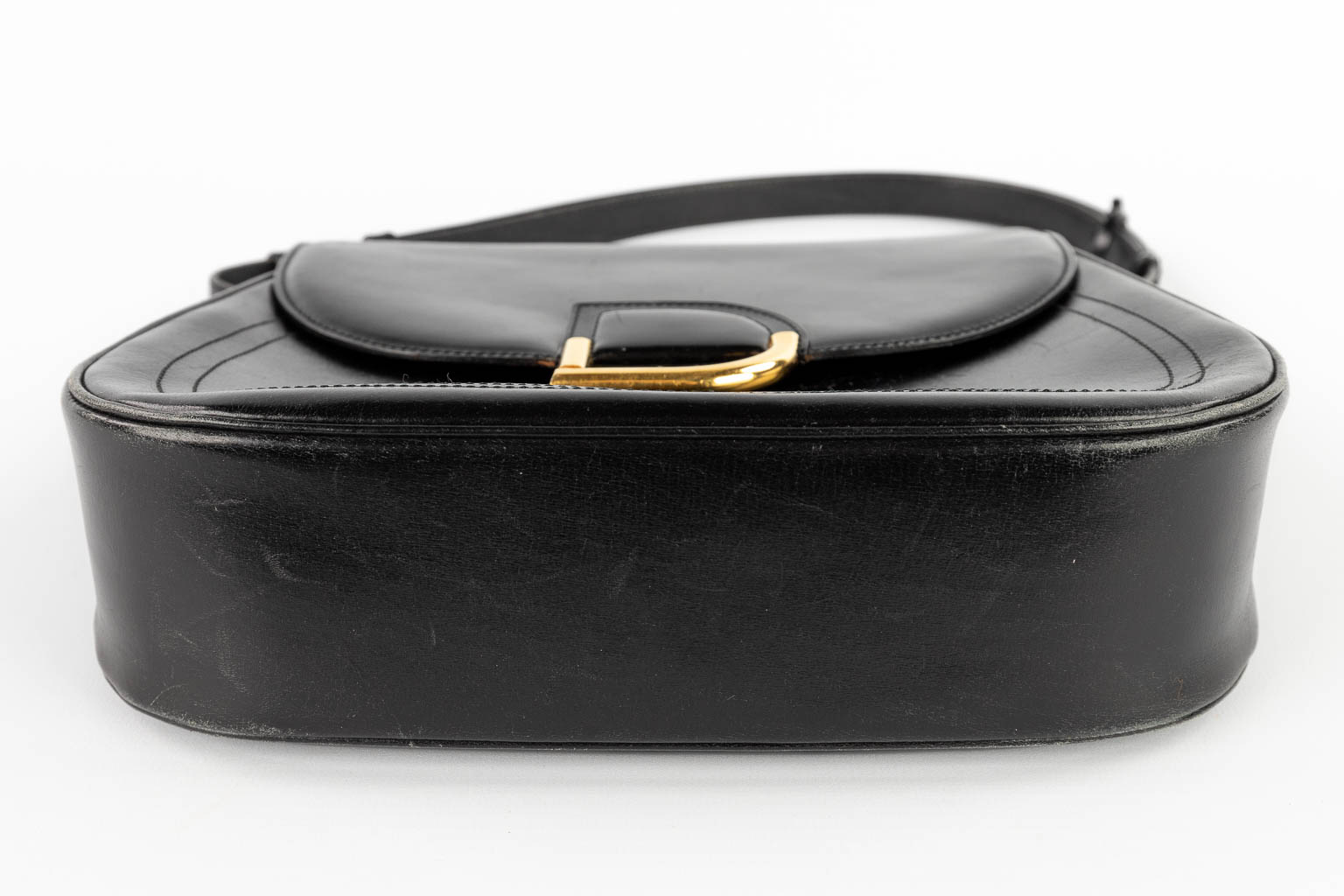 Vintage DELVAUX Black leather handbag bag 1970s