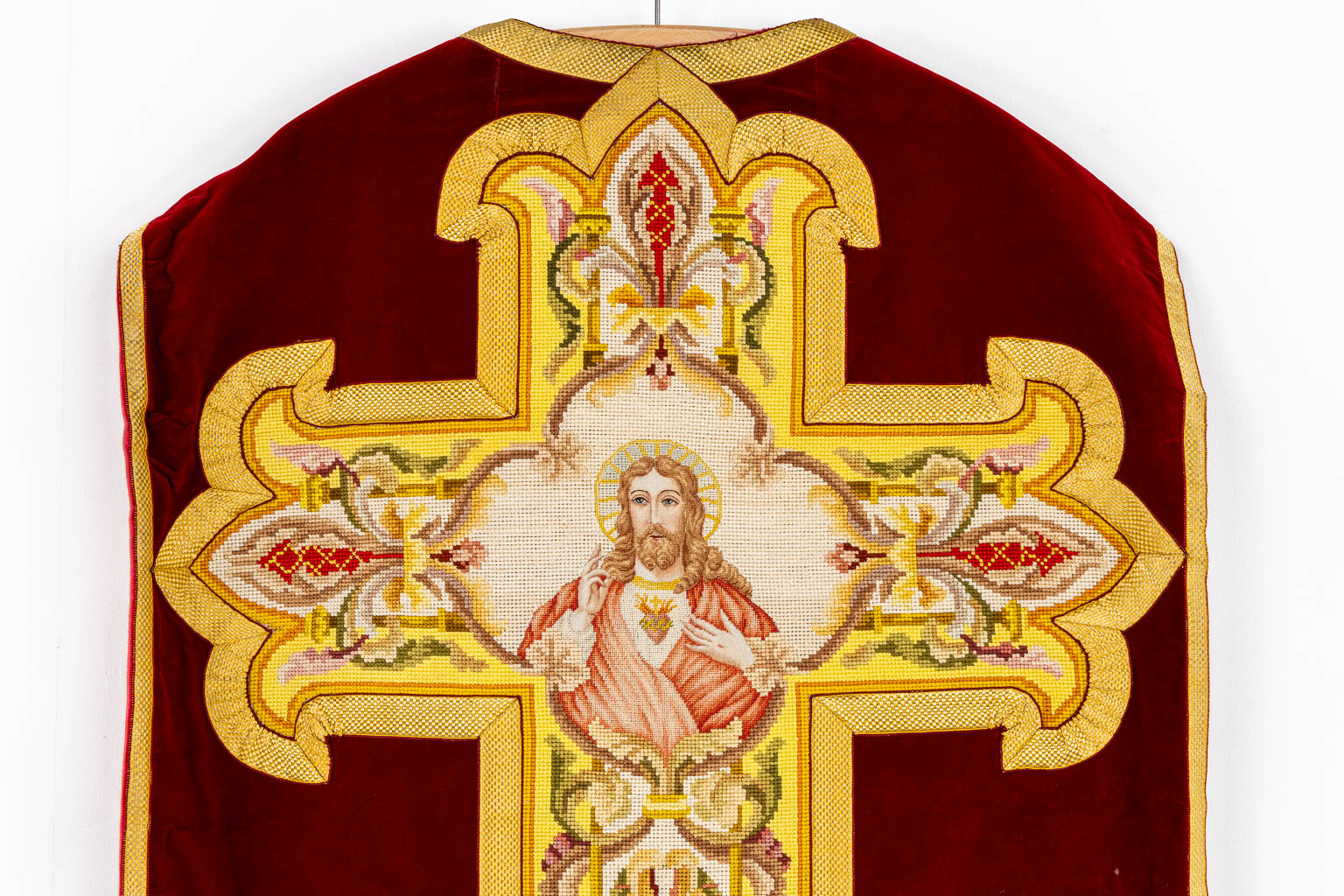 A matching set consisting of two Dalmatics and a Roman Chasuble, embroideries. 