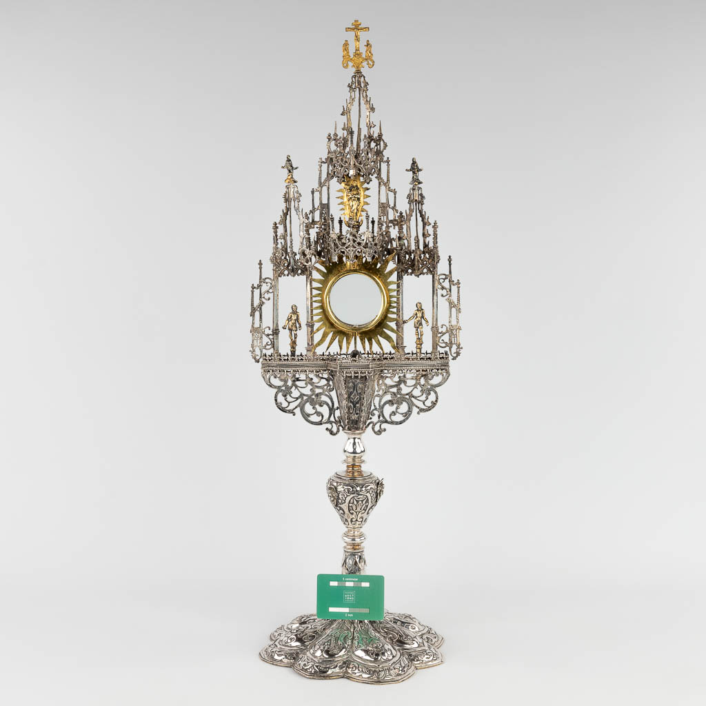 An exceptional tower monstrance, Germany, 16th and 17th C. Late gothic period. (L:26 x W:27 x H:79 cm)