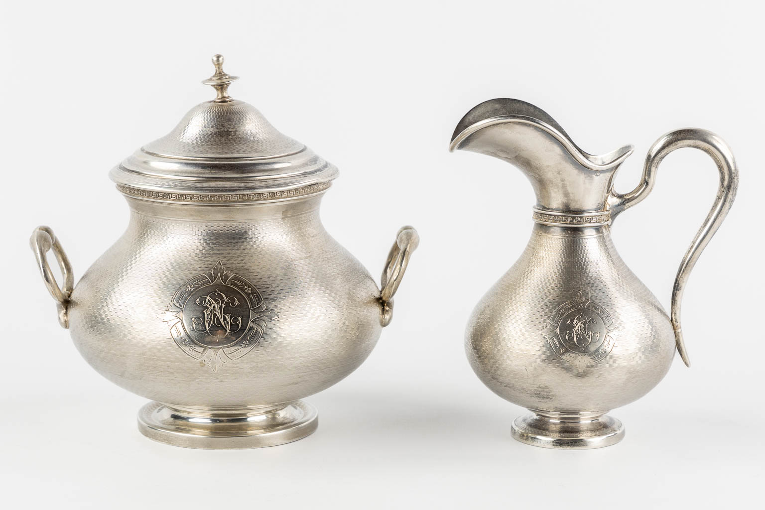 Jean-François VEYRAT (XIX) 'Four piece coffee and tea service, silver'. 1,796kg. (H:26 cm)