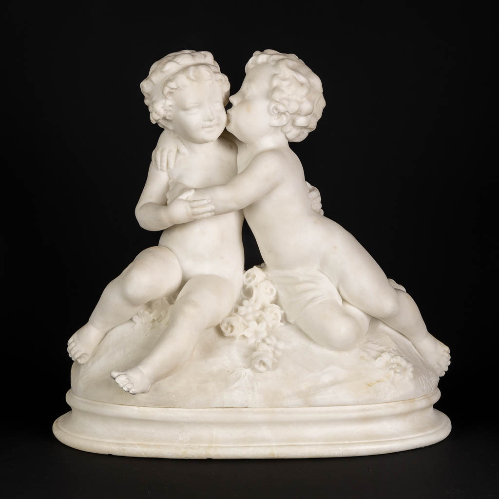 Giuseppe D'ASTE (1881-1945) 'Twee putti'. (L:23 x W:45 x H:43 cm)