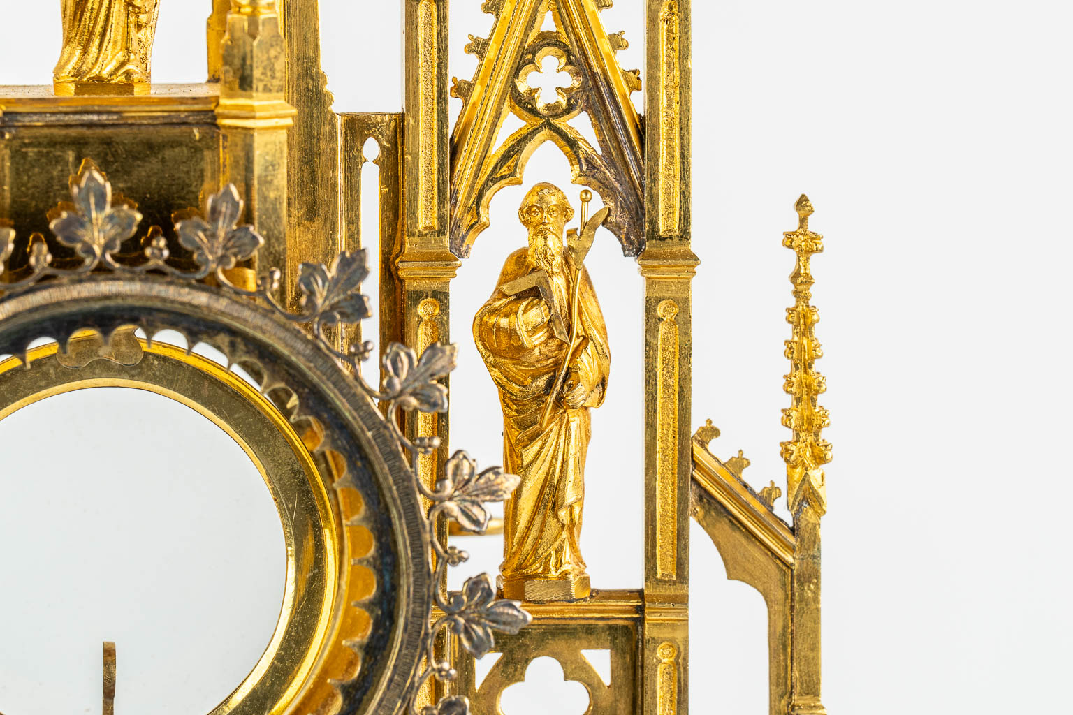 A gilt brass Tower Monstrance, Gothic Revival. (c.1900). 