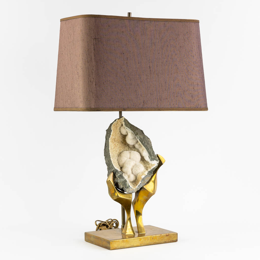 Marc D'HAENENS (XX) 'Table Lamp with black rock crystal'. (L:19 x W:46 x H:75 cm)