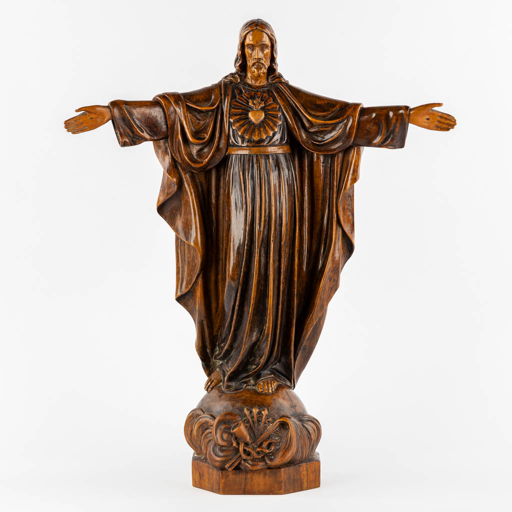 An antique wood sculpture of 'Jesus Christ The Redeemer'.