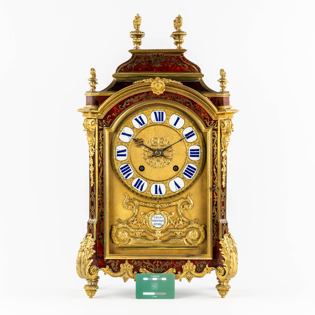 Gilles Martinot à Paris, a 'Religieuse' mantle clock, gilt bronze and Boule marquetry. 17th/18th C.