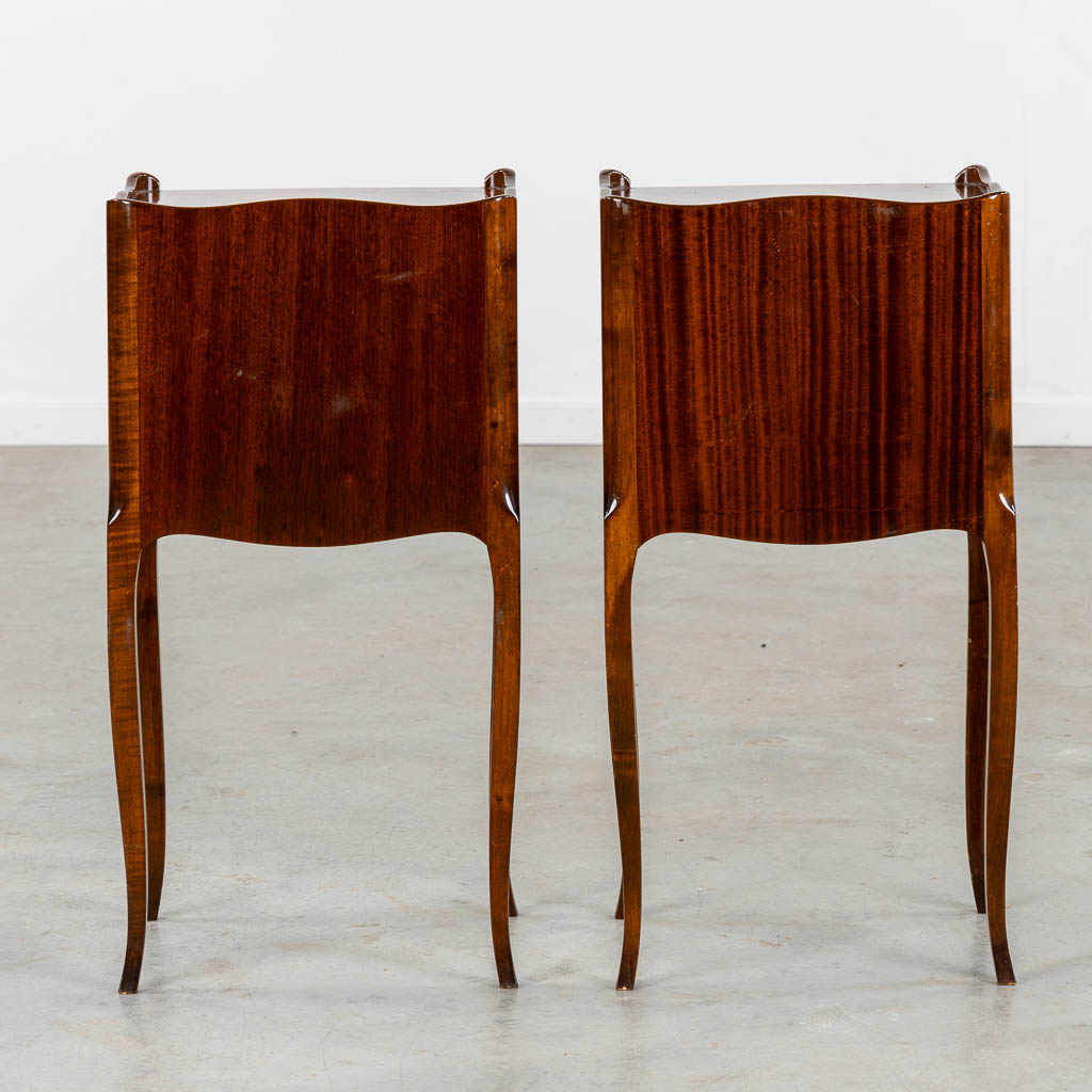 A pair of nightstands, marquetry inlay, circa 1980. (L:33 x W:39 x H:75 cm)