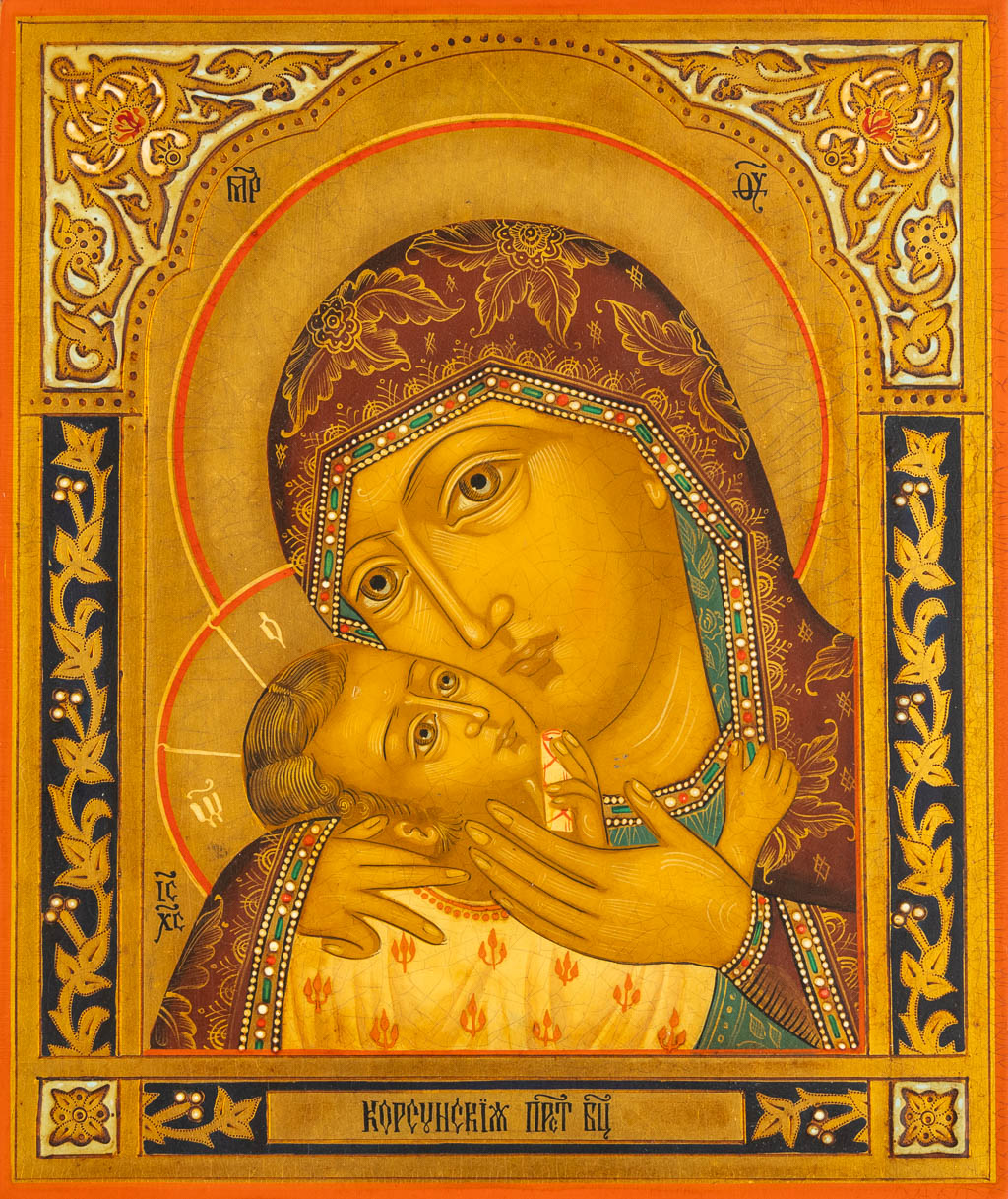 A nicely painted Icon with Faux Enamel, 