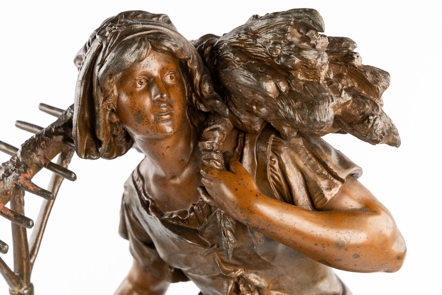 Naar Auguste Moreau en Rancoulet, twee kunstbronzen beelden. Circa 1900. (H:68 cm)