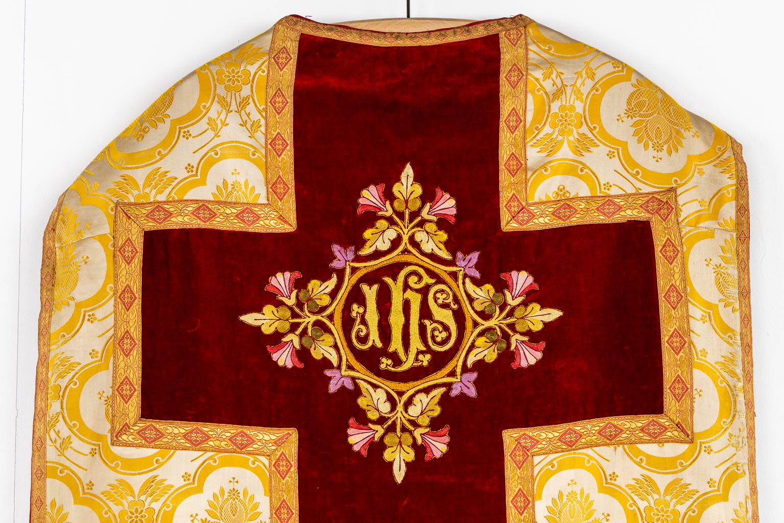 A Cope, a pair of Dalmatics and Two Roman Chasubles, Embroideries.