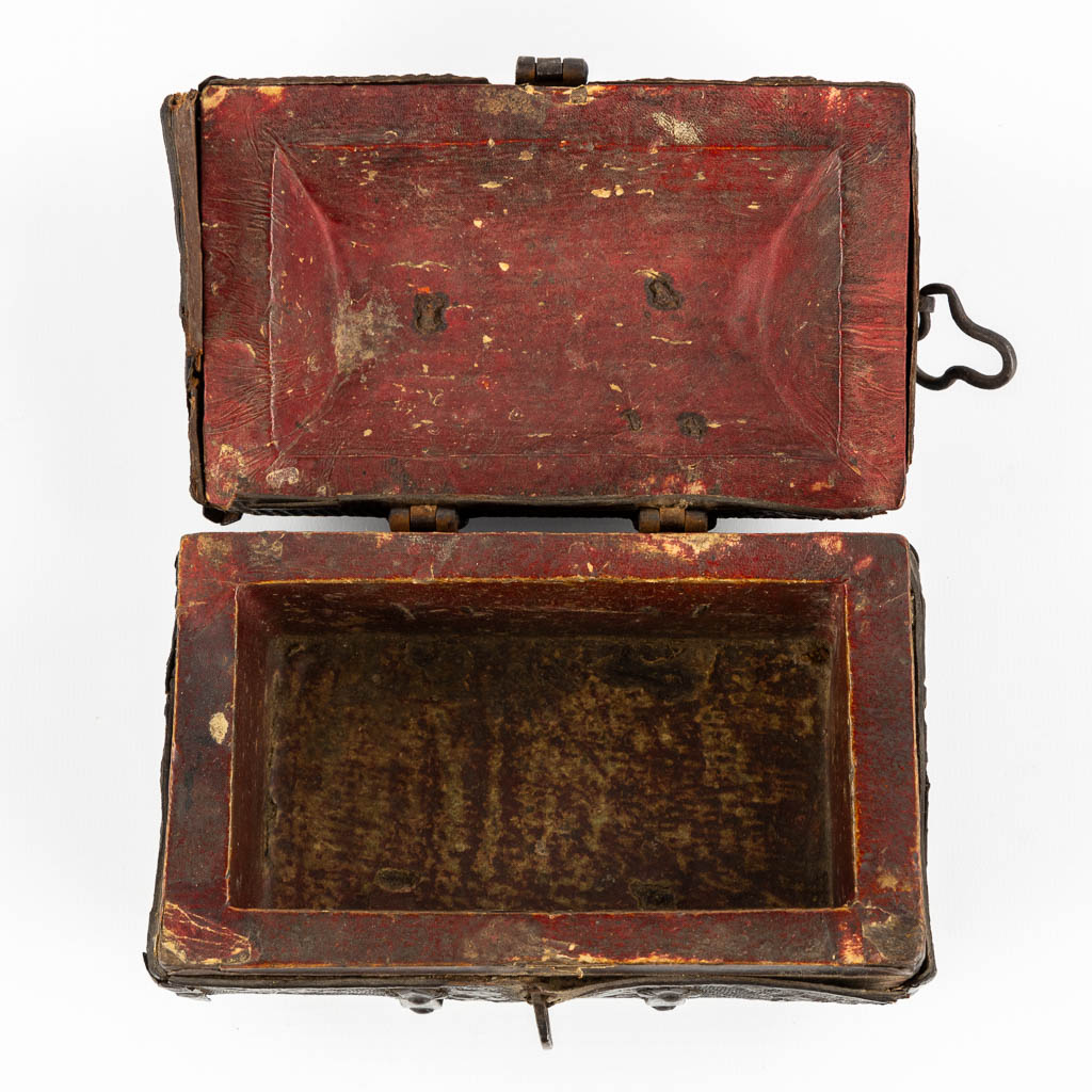 An antique money chest, Gothic, 15th C.