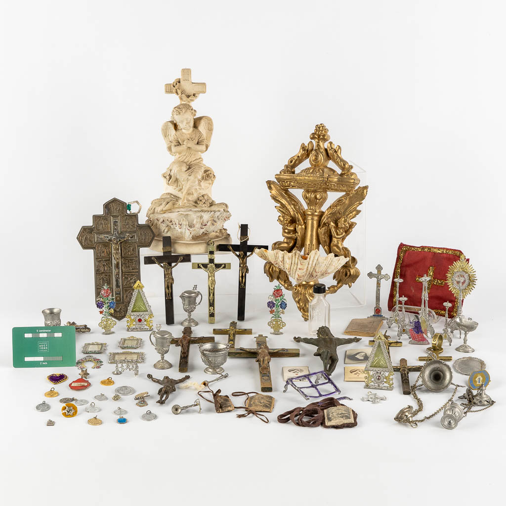 A large collection of Deovionalia, holy water fonts, monstrances and reliquaries. 