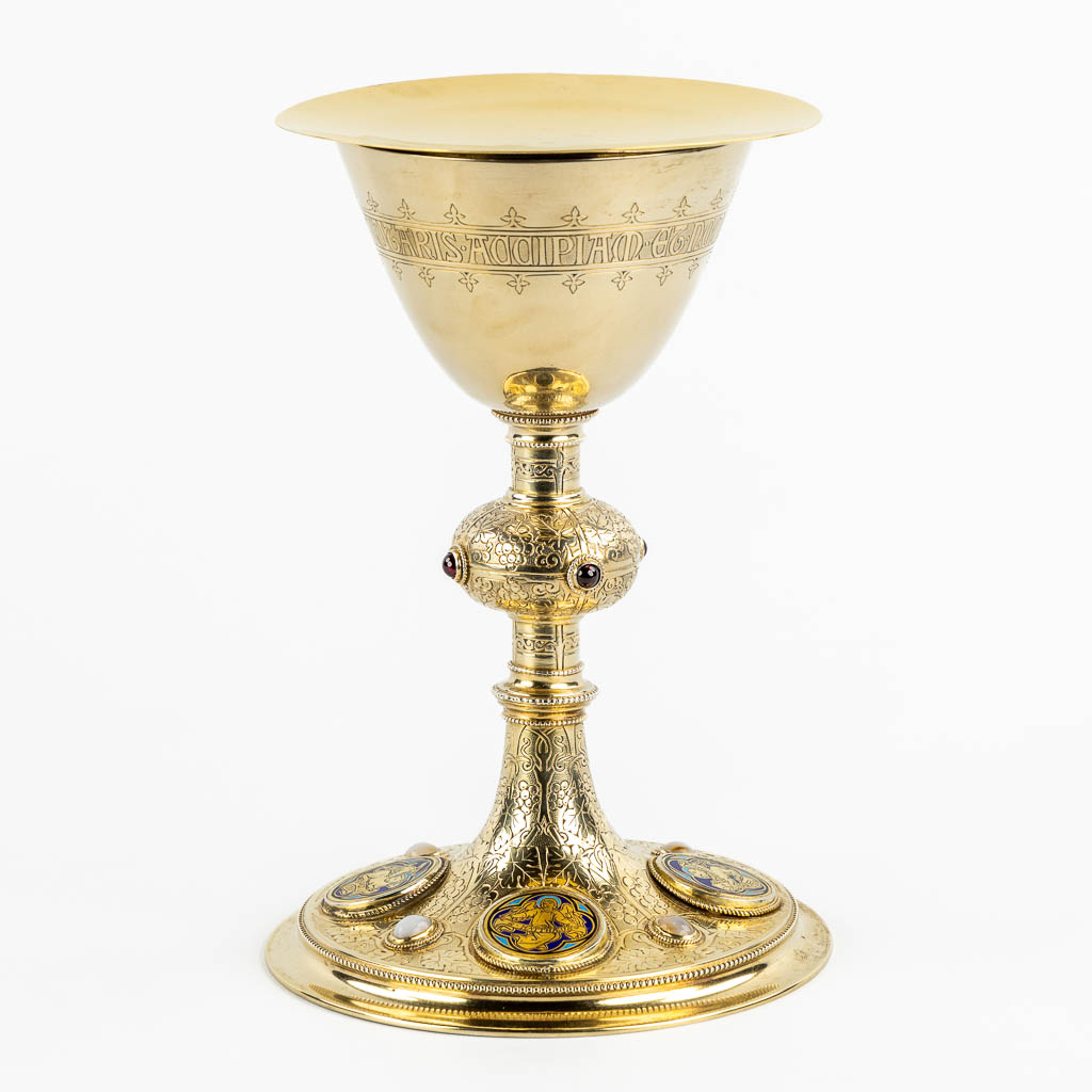 A Chalice, Gold-plated with enamel cartouches of 