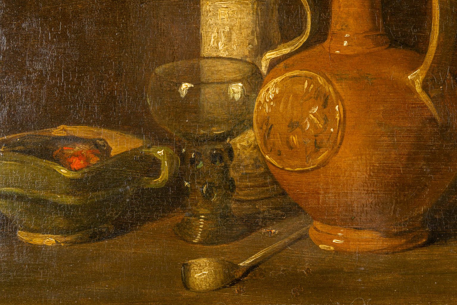 Two antique still life paintings, oil on canvas and panel. 19th C. 